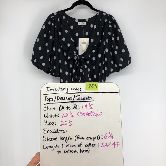 BNWT Delfi Collective x Anthropologie Black & White Polka Dot Midi Dress S - Picture 15 of 16